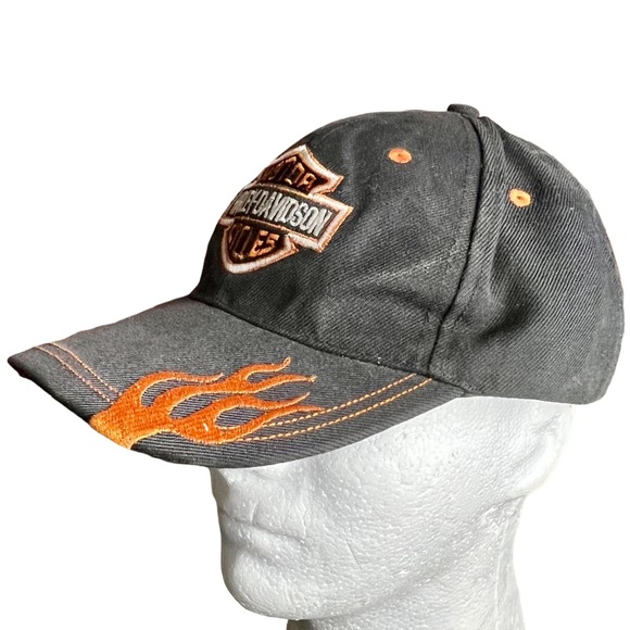 Vintage Harley Davidson Motorcycles Embroidered Flames Logo Strapback Hat Cap - Picture 3 of 11